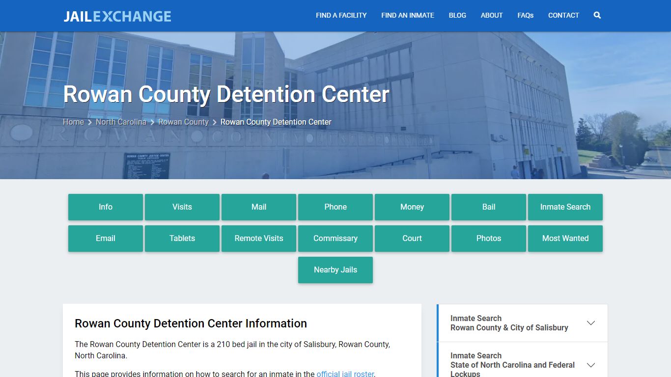 Rowan County Detention Center, NC Inmate Search, Information